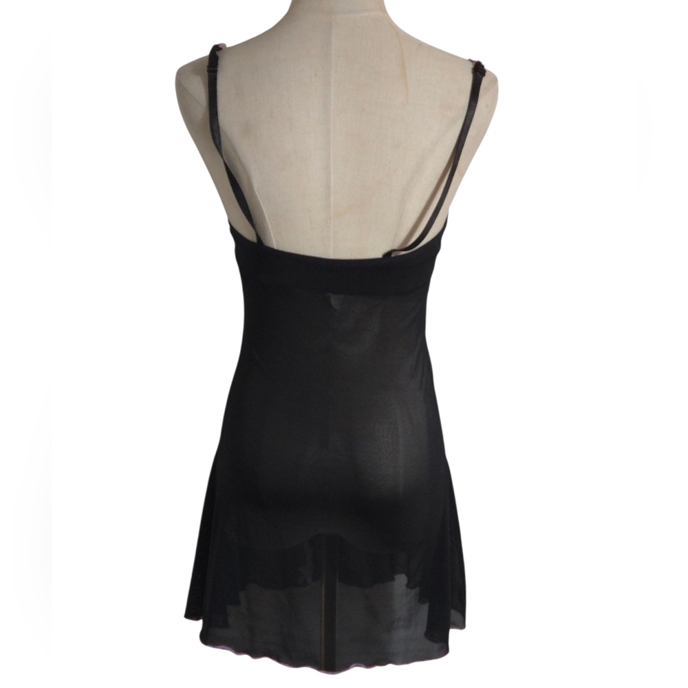 Black Sheer Whimsigoth Fairy Embroidered Mini Dress - Picture 4 of 5